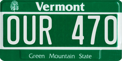 VT license plate OUR470