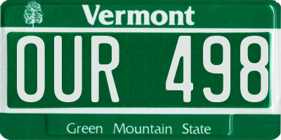 VT license plate OUR498