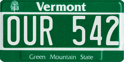 VT license plate OUR542