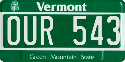 VT license plate OUR543