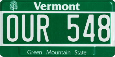 VT license plate OUR548