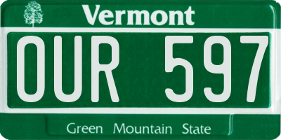 VT license plate OUR597