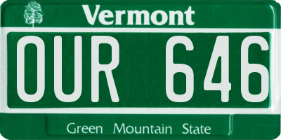 VT license plate OUR646