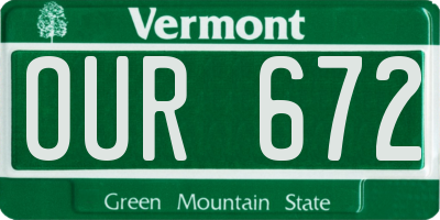 VT license plate OUR672