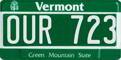 VT license plate OUR723