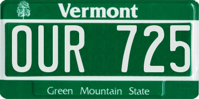 VT license plate OUR725