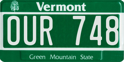 VT license plate OUR748