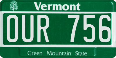 VT license plate OUR756
