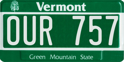 VT license plate OUR757