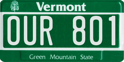 VT license plate OUR801