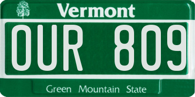 VT license plate OUR809