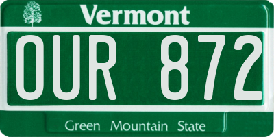 VT license plate OUR872
