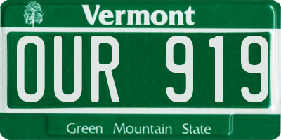 VT license plate OUR919