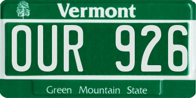 VT license plate OUR926