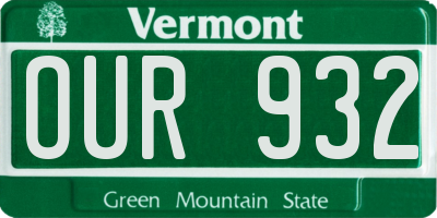 VT license plate OUR932