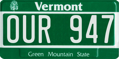 VT license plate OUR947