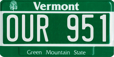 VT license plate OUR951