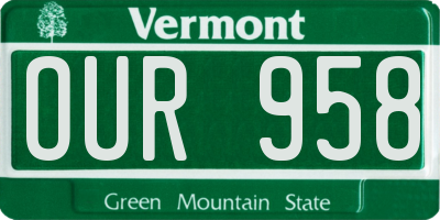 VT license plate OUR958