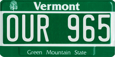 VT license plate OUR965
