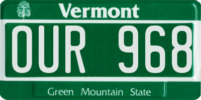 VT license plate OUR968