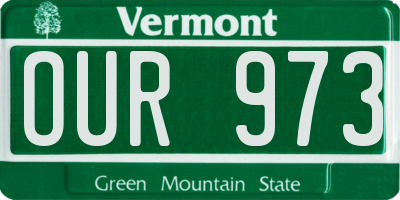 VT license plate OUR973