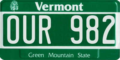 VT license plate OUR982