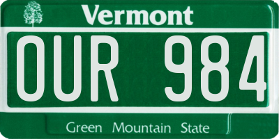 VT license plate OUR984