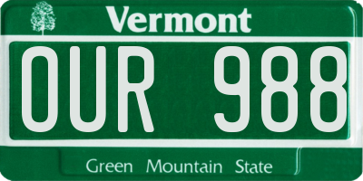 VT license plate OUR988