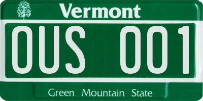 VT license plate OUS001