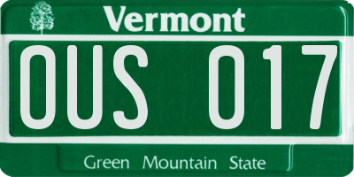 VT license plate OUS017