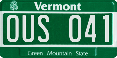VT license plate OUS041
