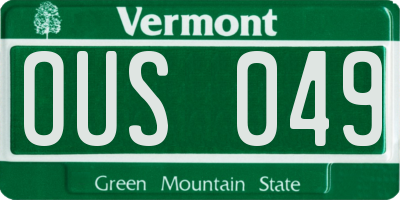 VT license plate OUS049