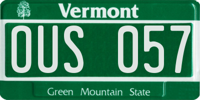 VT license plate OUS057