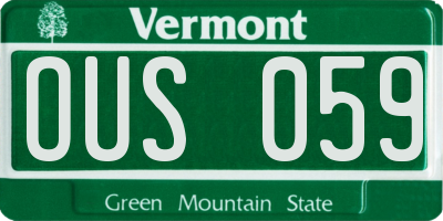 VT license plate OUS059