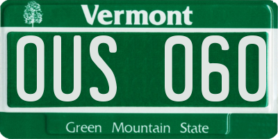 VT license plate OUS060