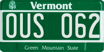 VT license plate OUS062