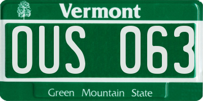 VT license plate OUS063