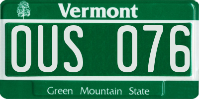 VT license plate OUS076