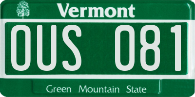 VT license plate OUS081