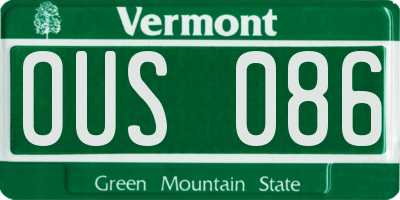 VT license plate OUS086