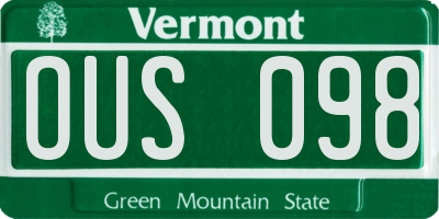 VT license plate OUS098