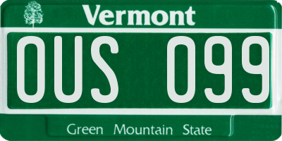 VT license plate OUS099