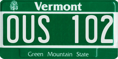 VT license plate OUS102