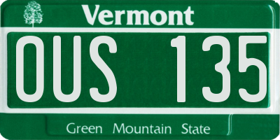 VT license plate OUS135