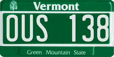 VT license plate OUS138