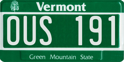 VT license plate OUS191