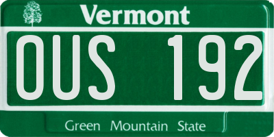 VT license plate OUS192
