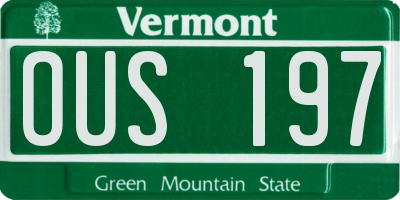 VT license plate OUS197