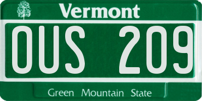 VT license plate OUS209
