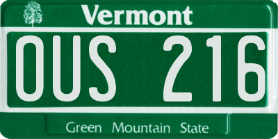 VT license plate OUS216